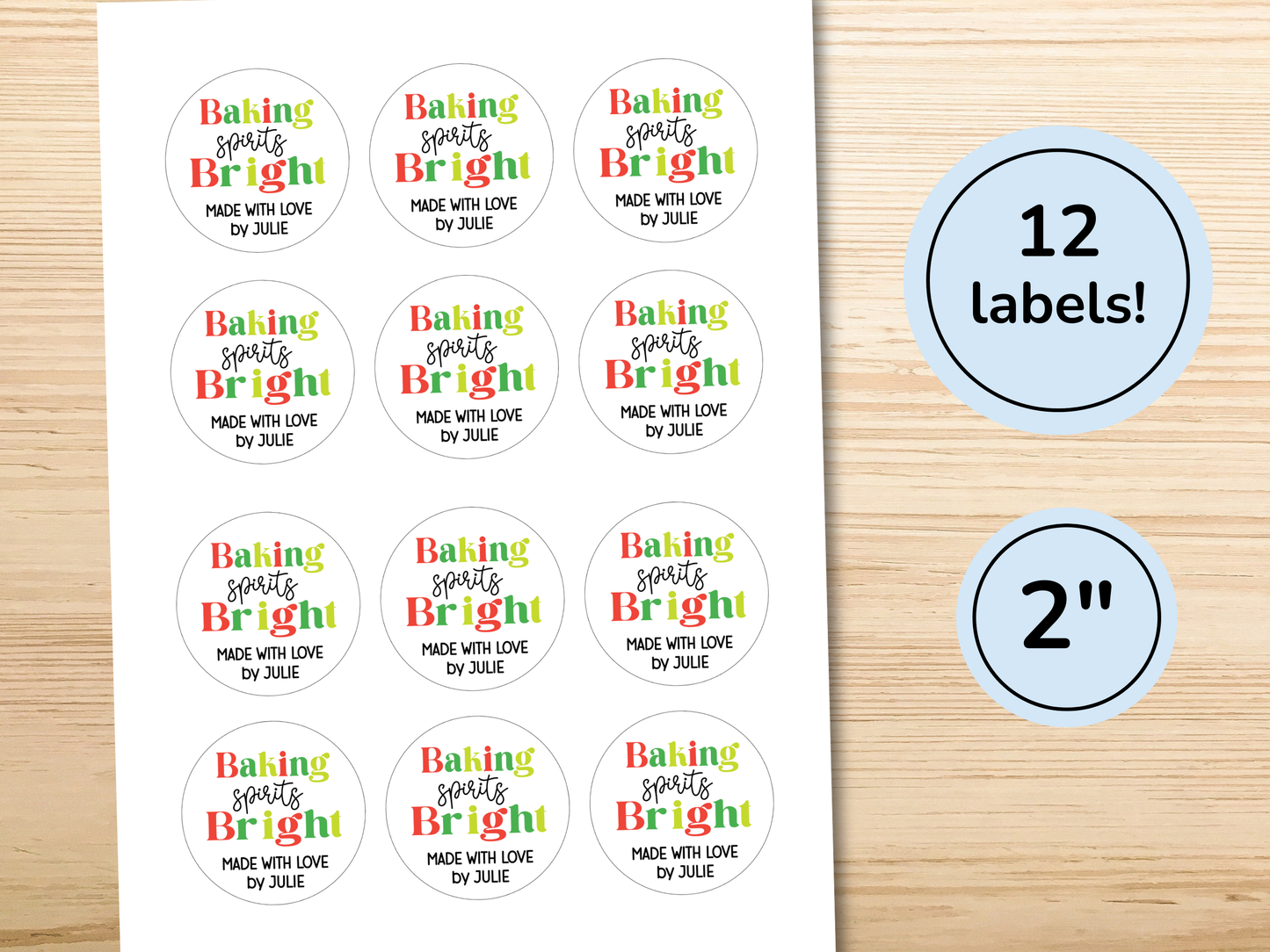 Baking Spirits Bright Gift Labels (Set of 12)