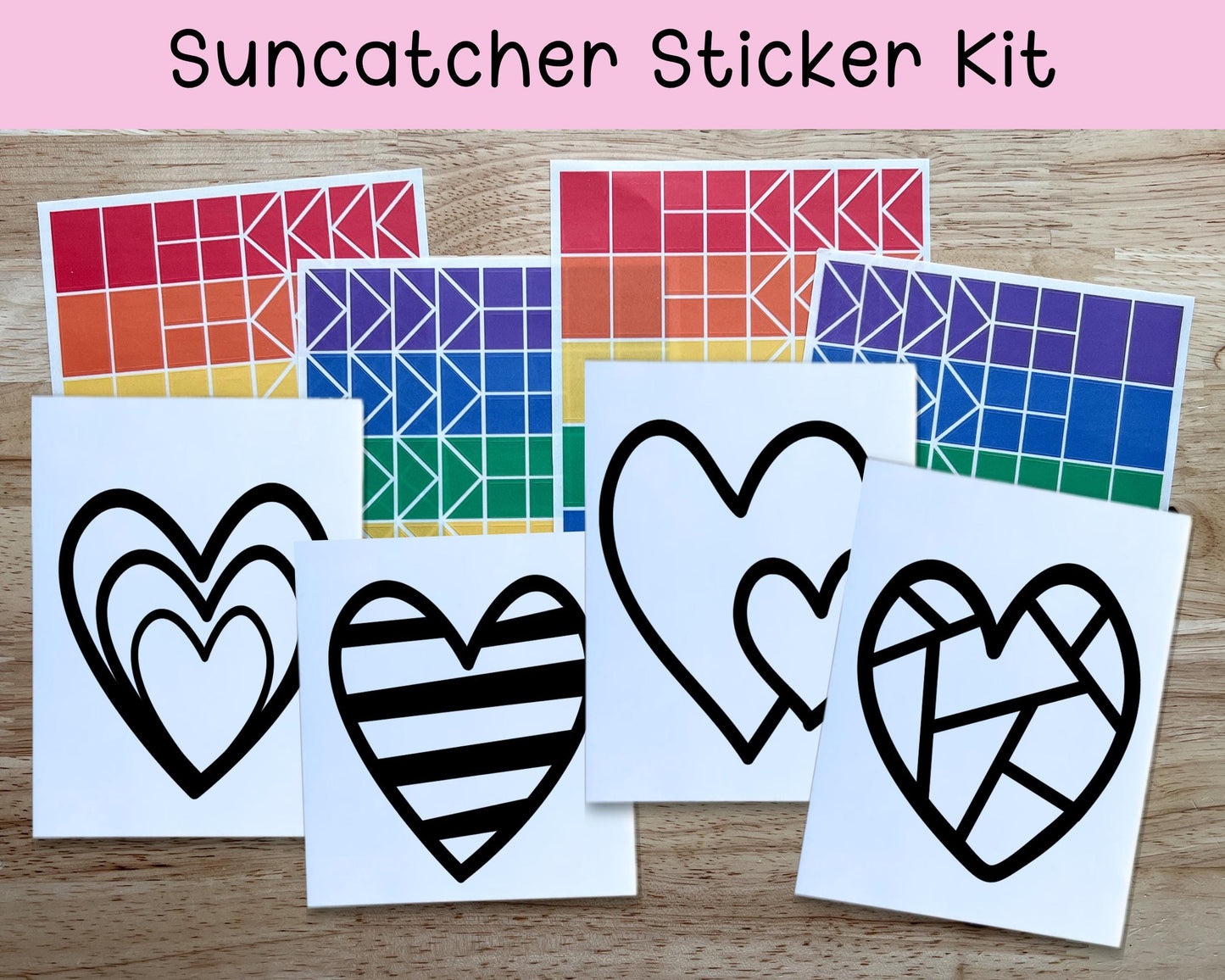 Hearts Suncatcher Sticker Valentine Craft Kit, Set of 4