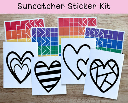 Hearts Suncatcher Sticker Valentine Craft Kit, Set of 4