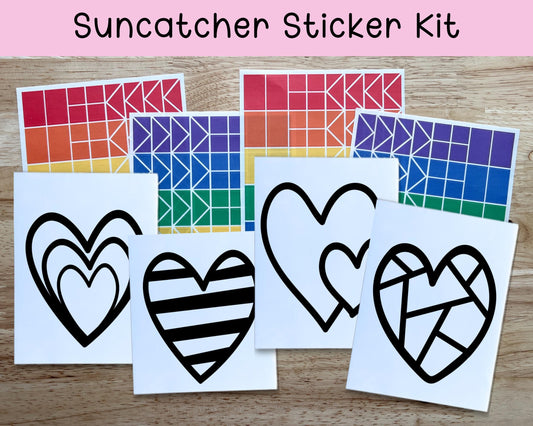 Hearts Suncatcher Sticker Valentine Craft Kit, Set of 4