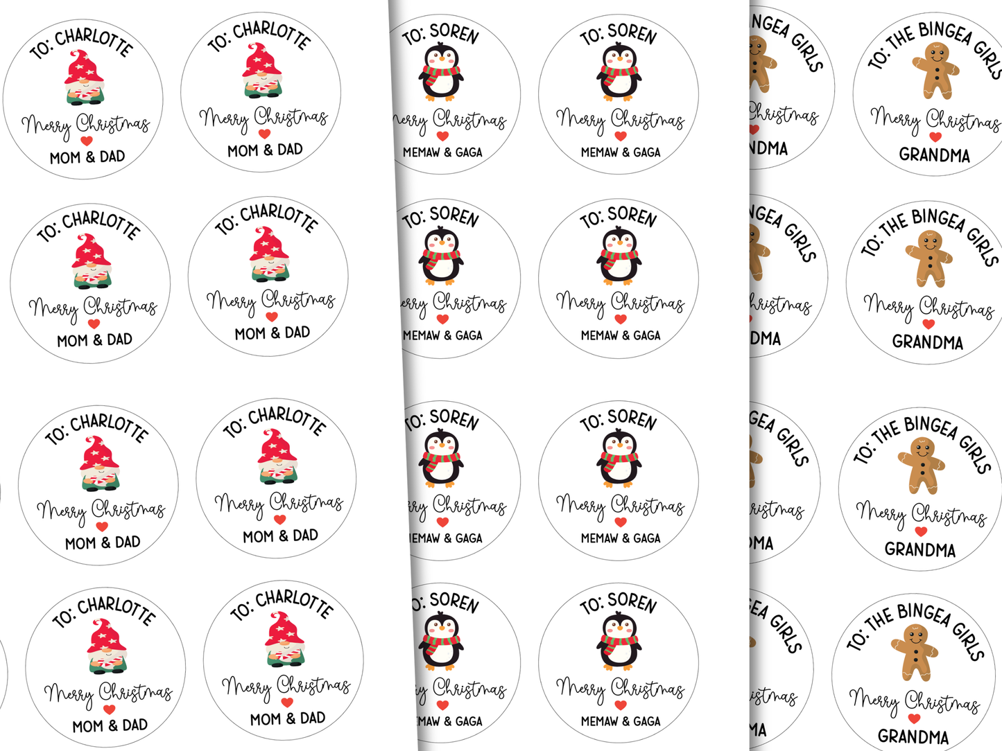 Personalized Christmas Gift Labels (Set of 12)