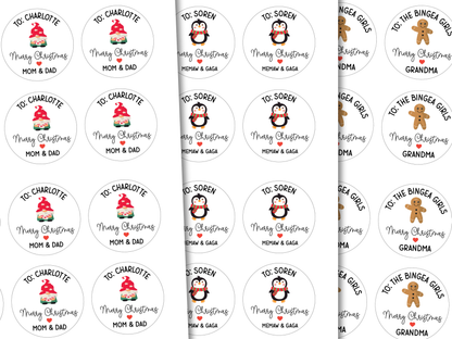 Personalized Christmas Gift Labels (Set of 12)