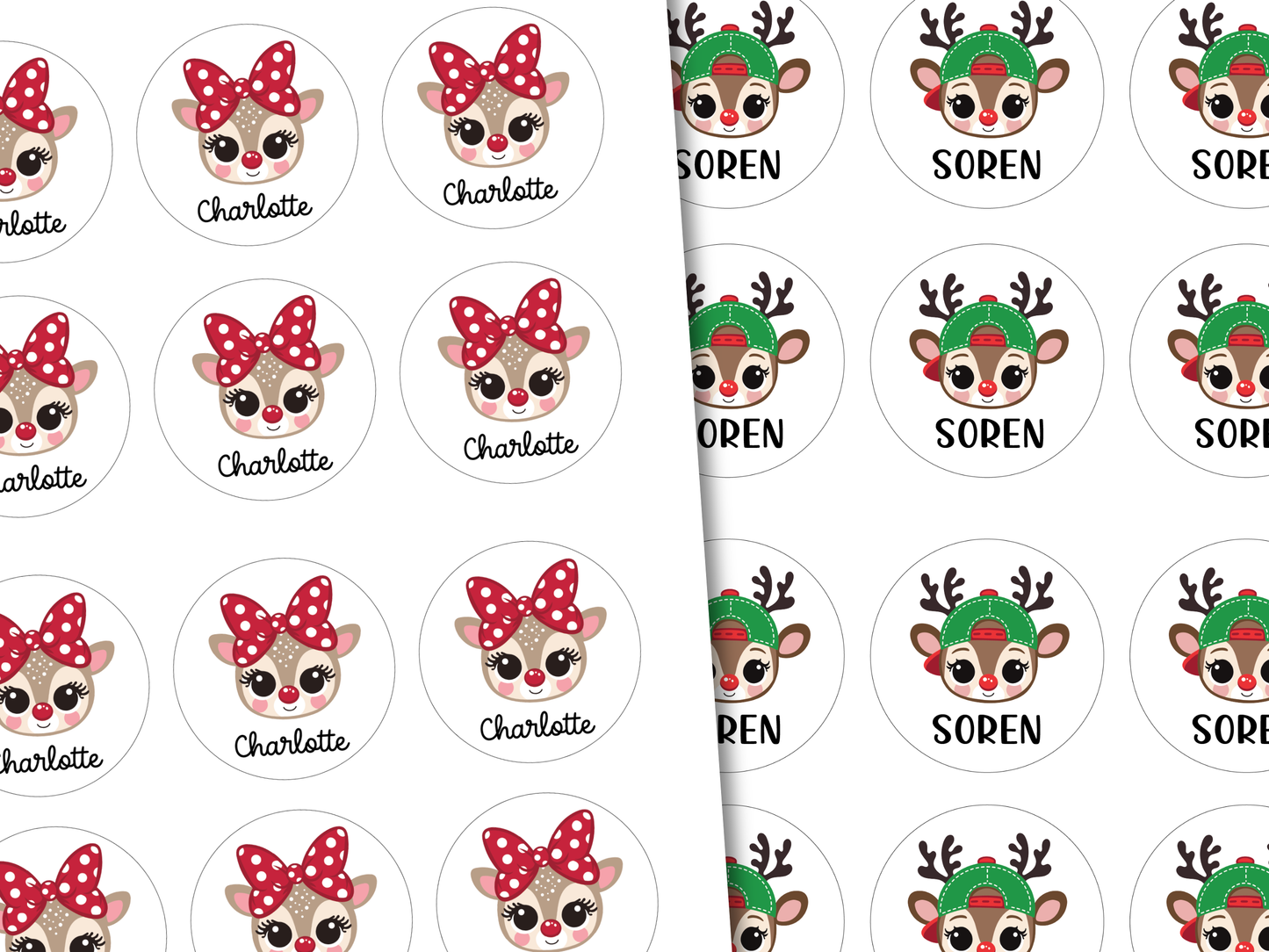 Christmas Reindeer Gift Labels (Set of 12)
