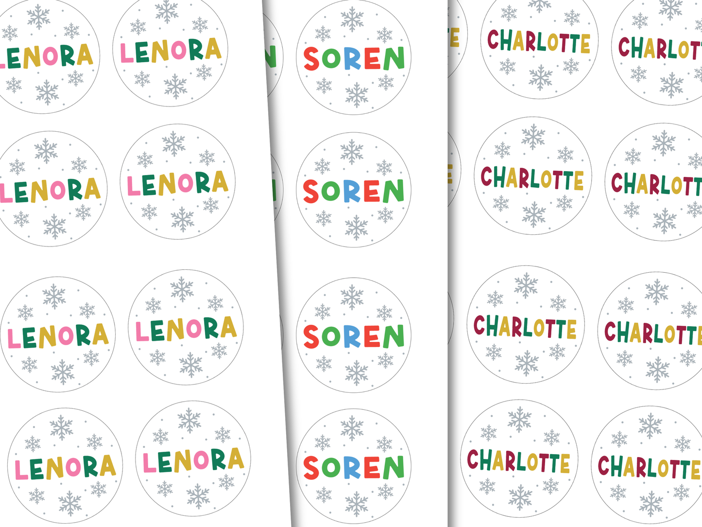 Personalized Snowflake Christmas Gift Labels (Set of 12)