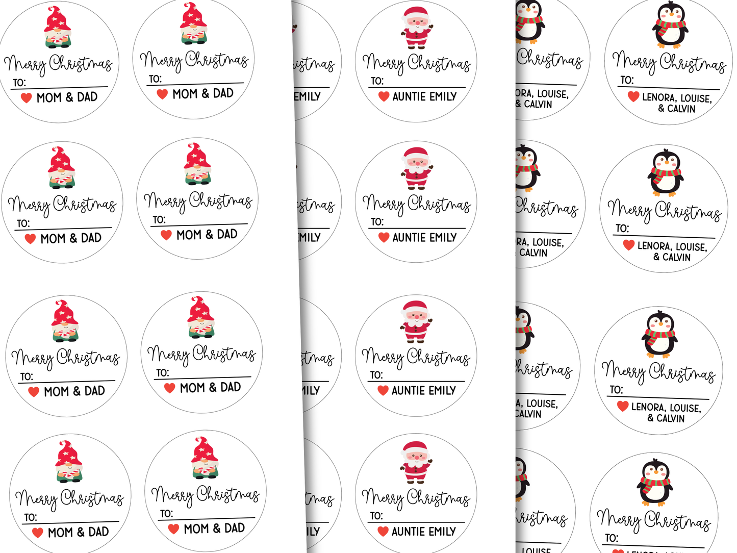 Christmas Gift Labels Personalized with Sender Name (Set of 12)