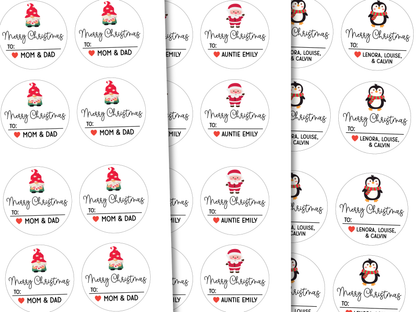 Christmas Gift Labels Personalized with Sender Name (Set of 12)