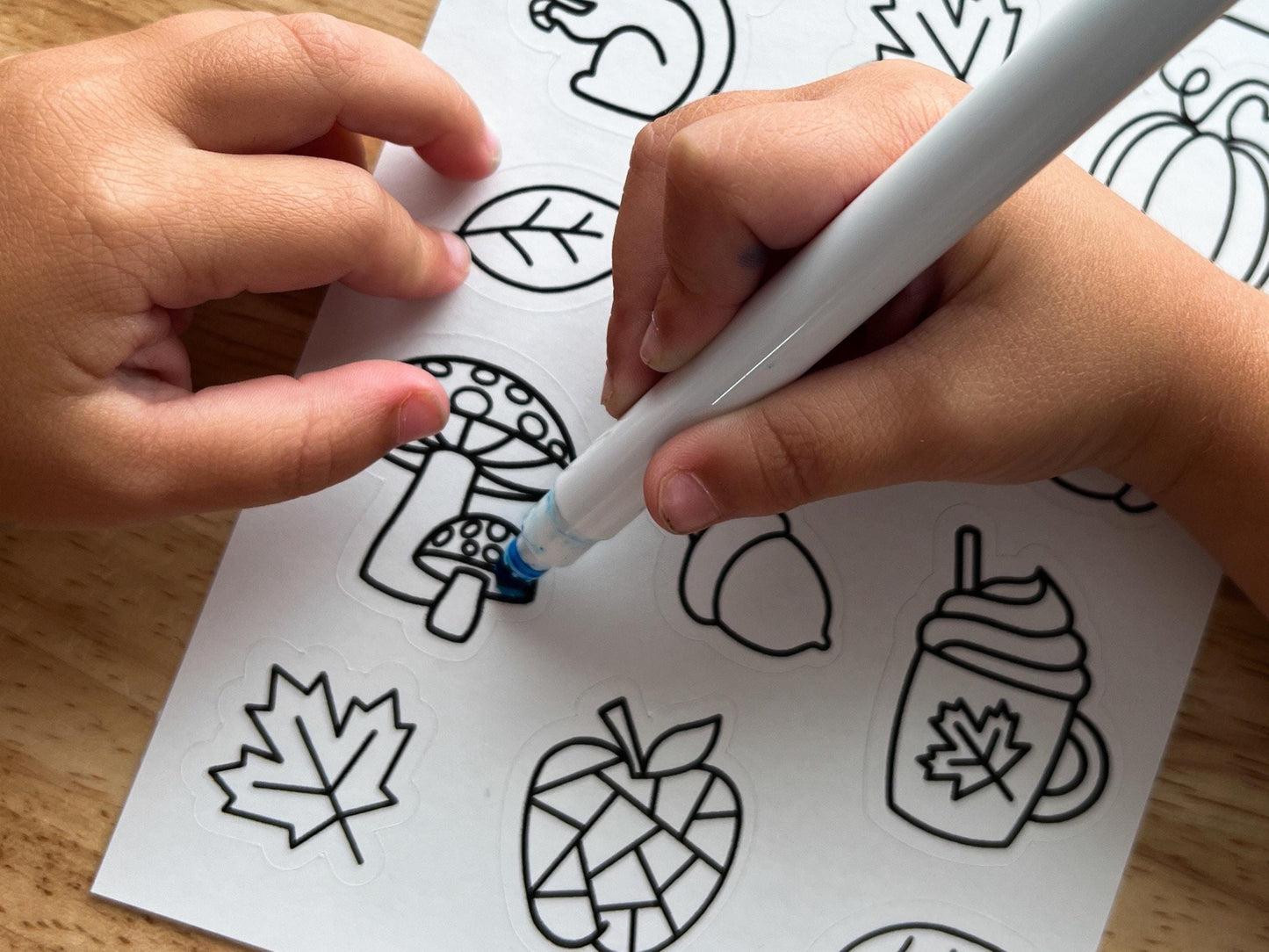 Fall Color Your Own Stickers