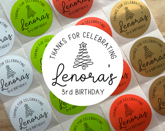Christmas Birthday Party Favor Labels (Set of 10)