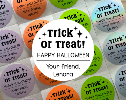 Trick or Treat Halloween Party Favor Labels (Set of 10)