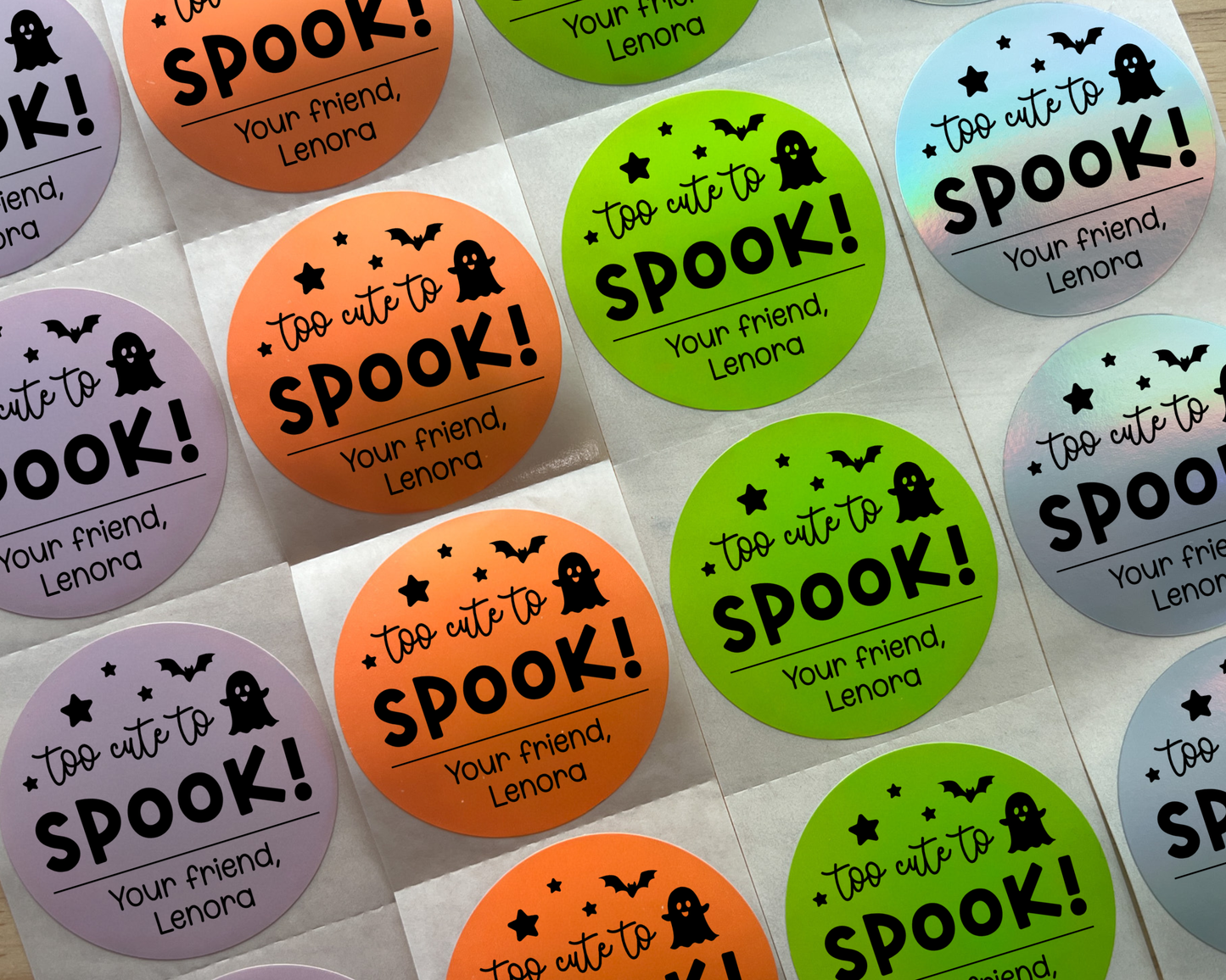 Too Cute to Spook Halloween Party Favor Labels (set of 10)