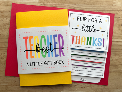 Teacher Appreciation Gift Card Holder Waterfall Book (Holds 4-5 Gift Cards)