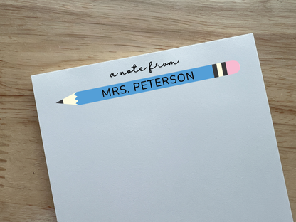 Personalized Pencil Teacher Notepad