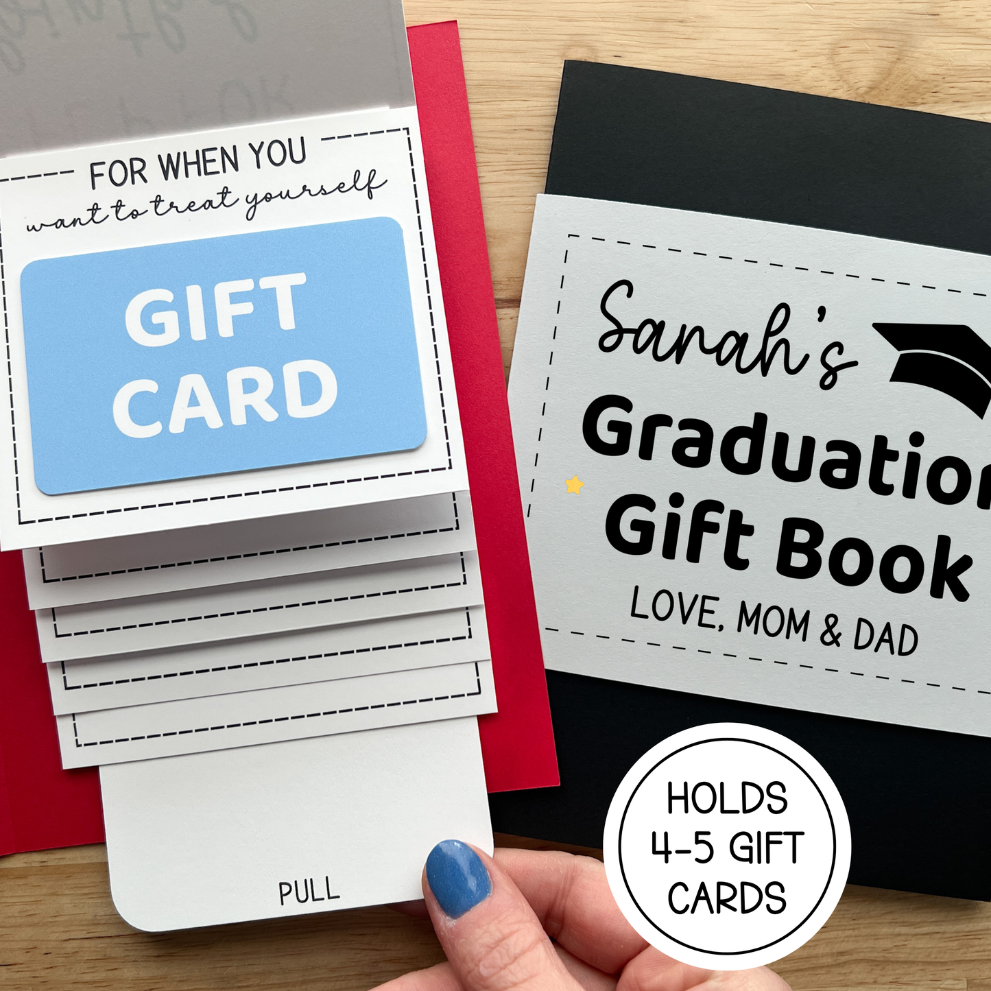 Graduation Gift Card Holder Waterfall Book (Holds 4-5 Gift Cards)