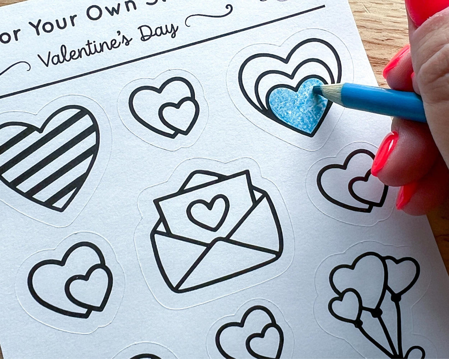 Valentine Color Your Own Stickers
