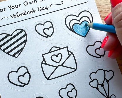 Valentine Color Your Own Stickers