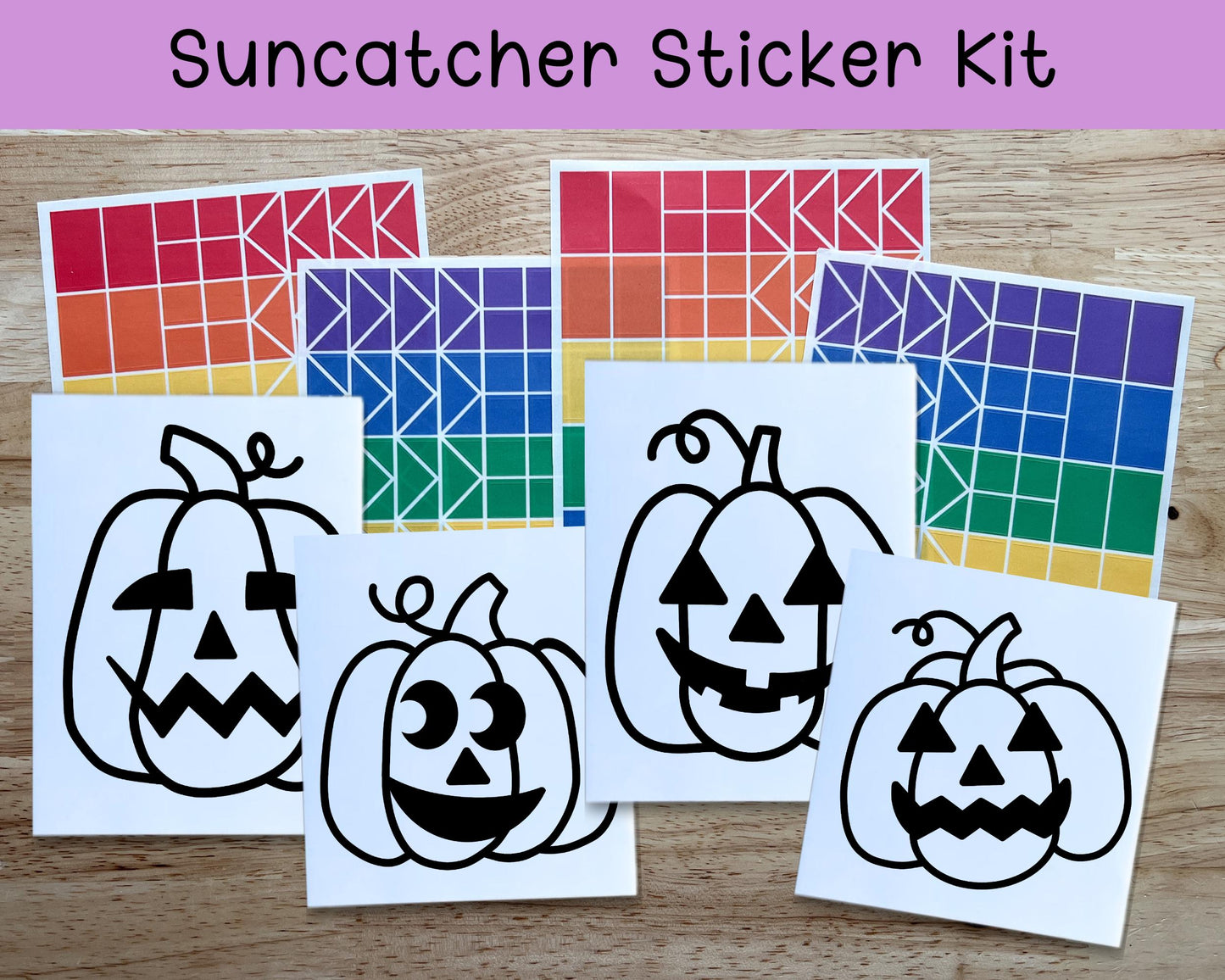 Jack O Lantern Suncatcher Sticker Halloween Craft Kit, Set of 4