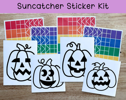Jack O Lantern Suncatcher Sticker Halloween Craft Kit, Set of 4