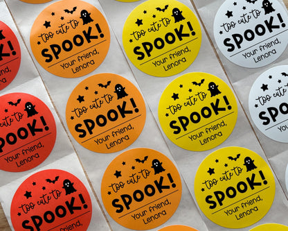 Too Cute to Spook Halloween Party Favor Labels (set of 10)