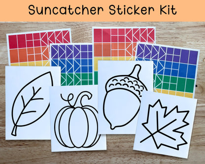Fall Suncatcher Sticker Craft Kit, Set of 4