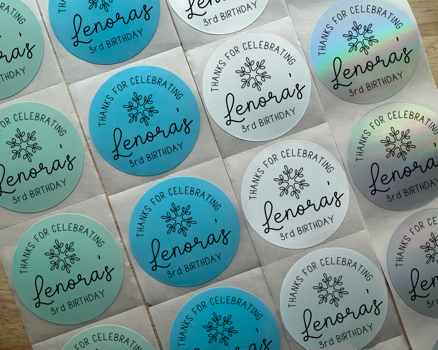 Winter Birthday Party Favor Labels (Set of 10)