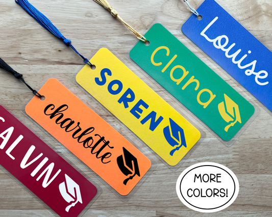 Personalized School Colors Grad Cap Bookmark