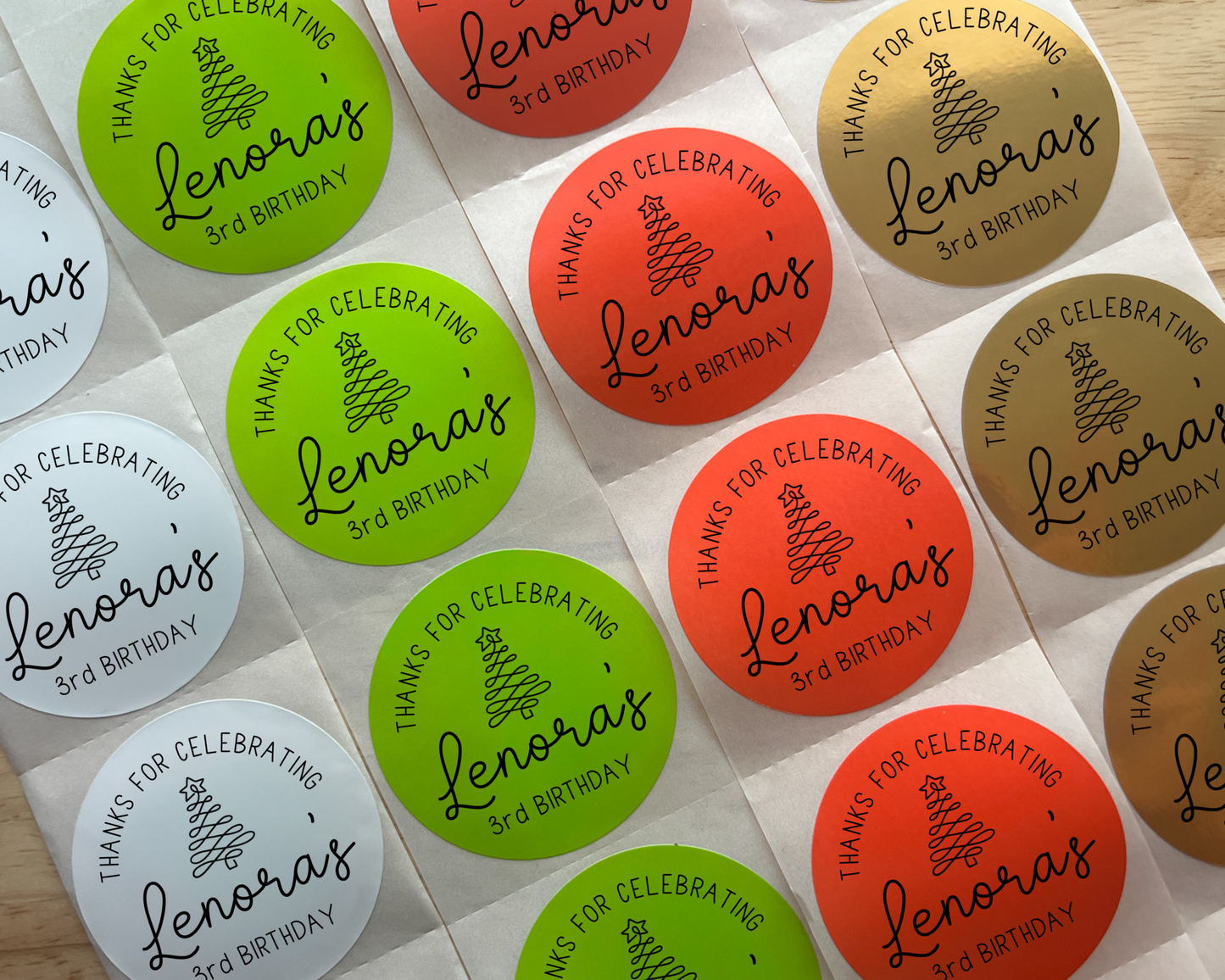 Christmas Birthday Party Favor Labels (Set of 10)