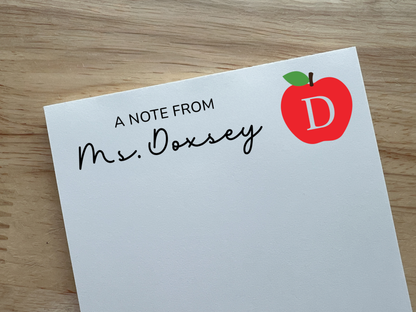 Personalized Apple Note from Teacher Notepad