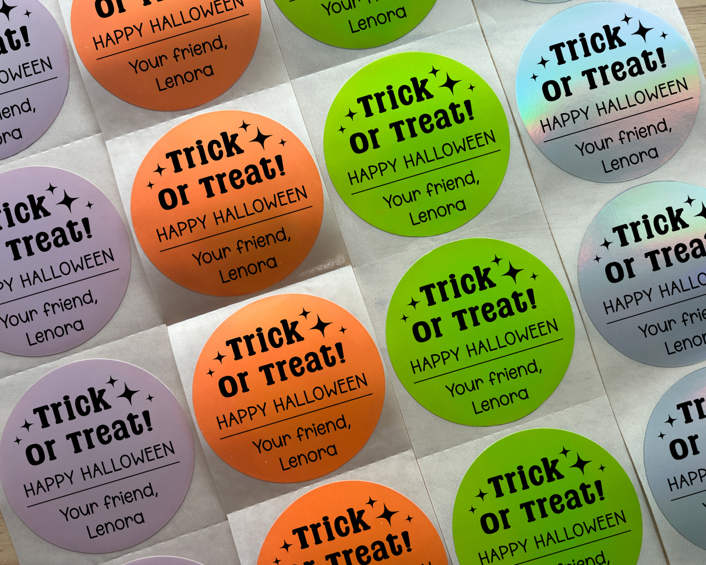 Trick or Treat Halloween Party Favor Labels (Set of 10)
