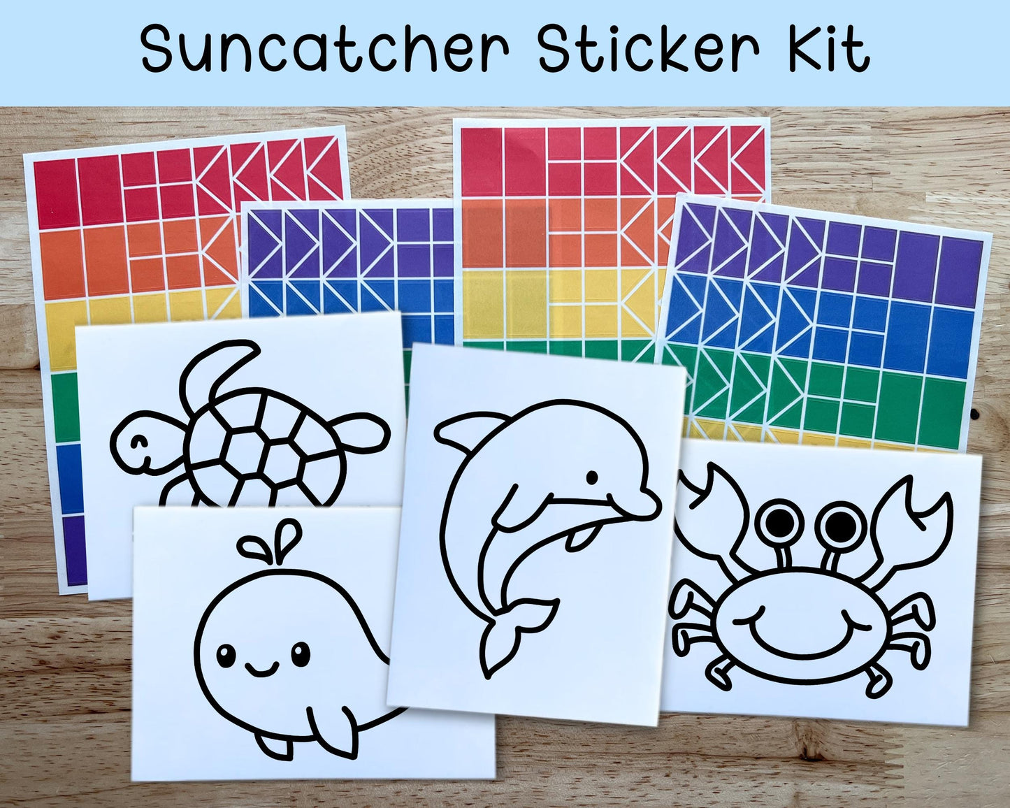 Ocean Animal Suncatcher Sticker Craft Kit, Set of 4