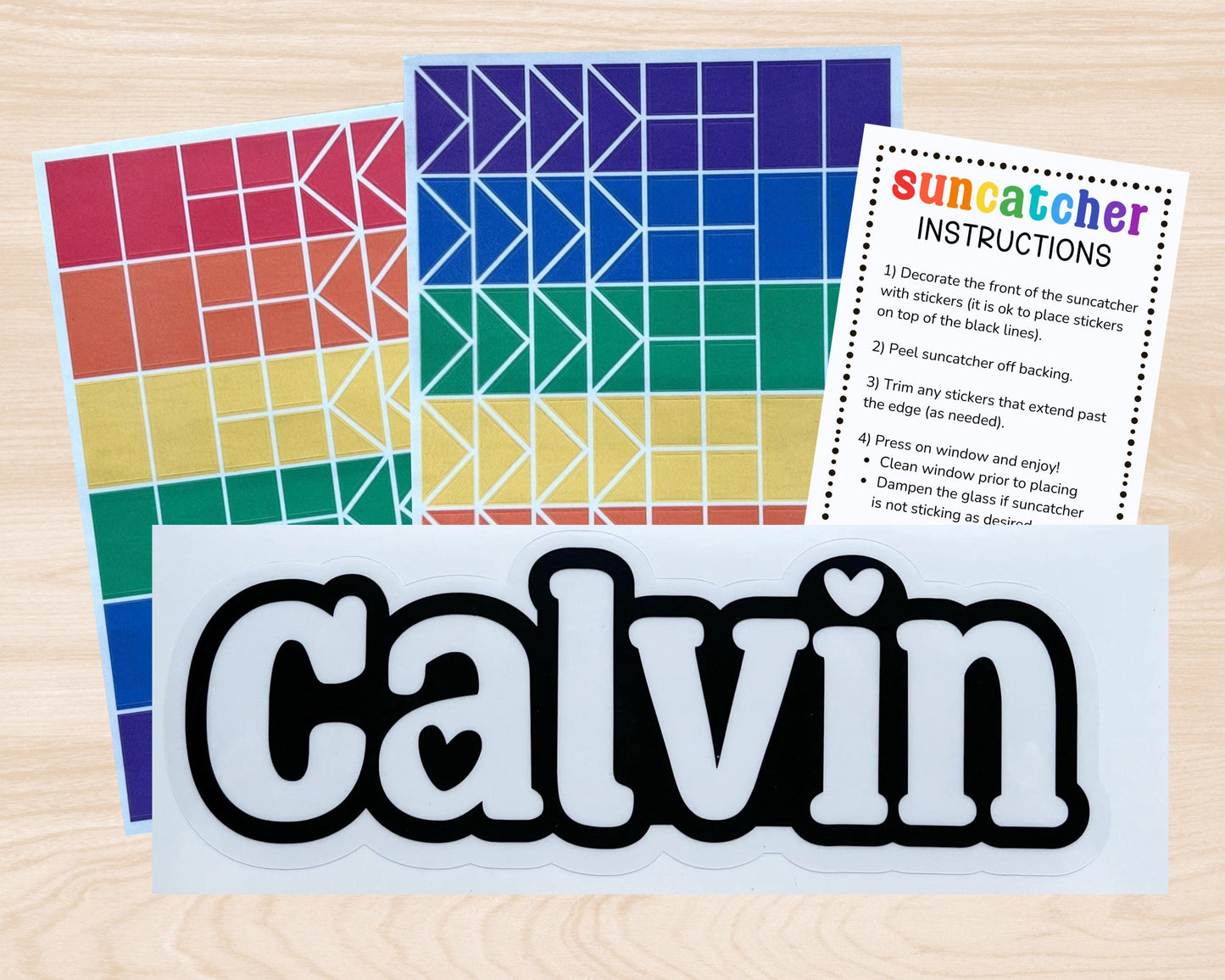 Personalized Valentine Large Name Suncatcher Sticker Craft Kit