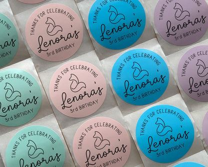 Fox Birthday Party Favor Labels (Set of 10)