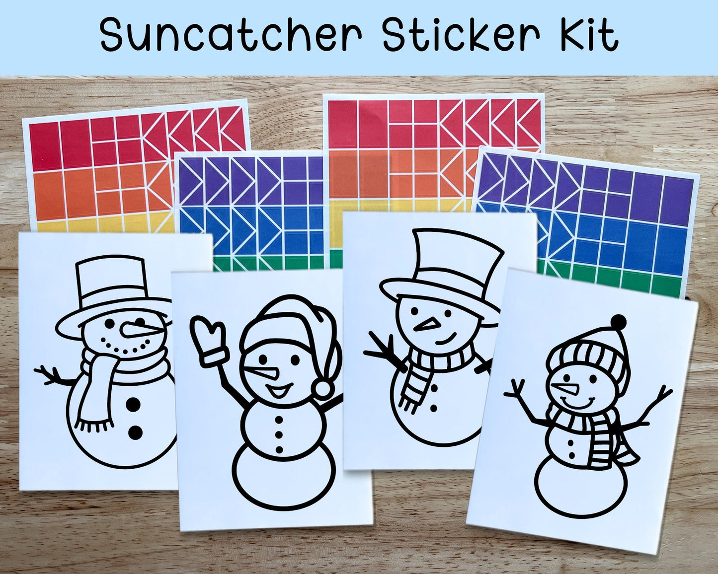 Snowmen Suncatcher Sticker Holiday Craft Kit, Set of 4