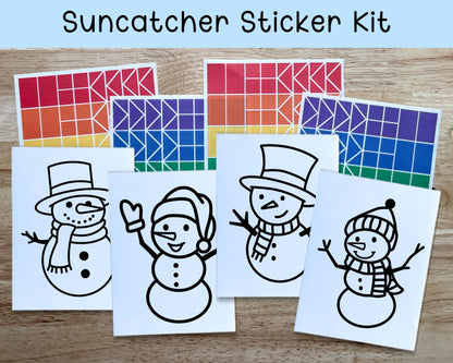 Snowmen Suncatcher Sticker Holiday Craft Kit, Set of 4