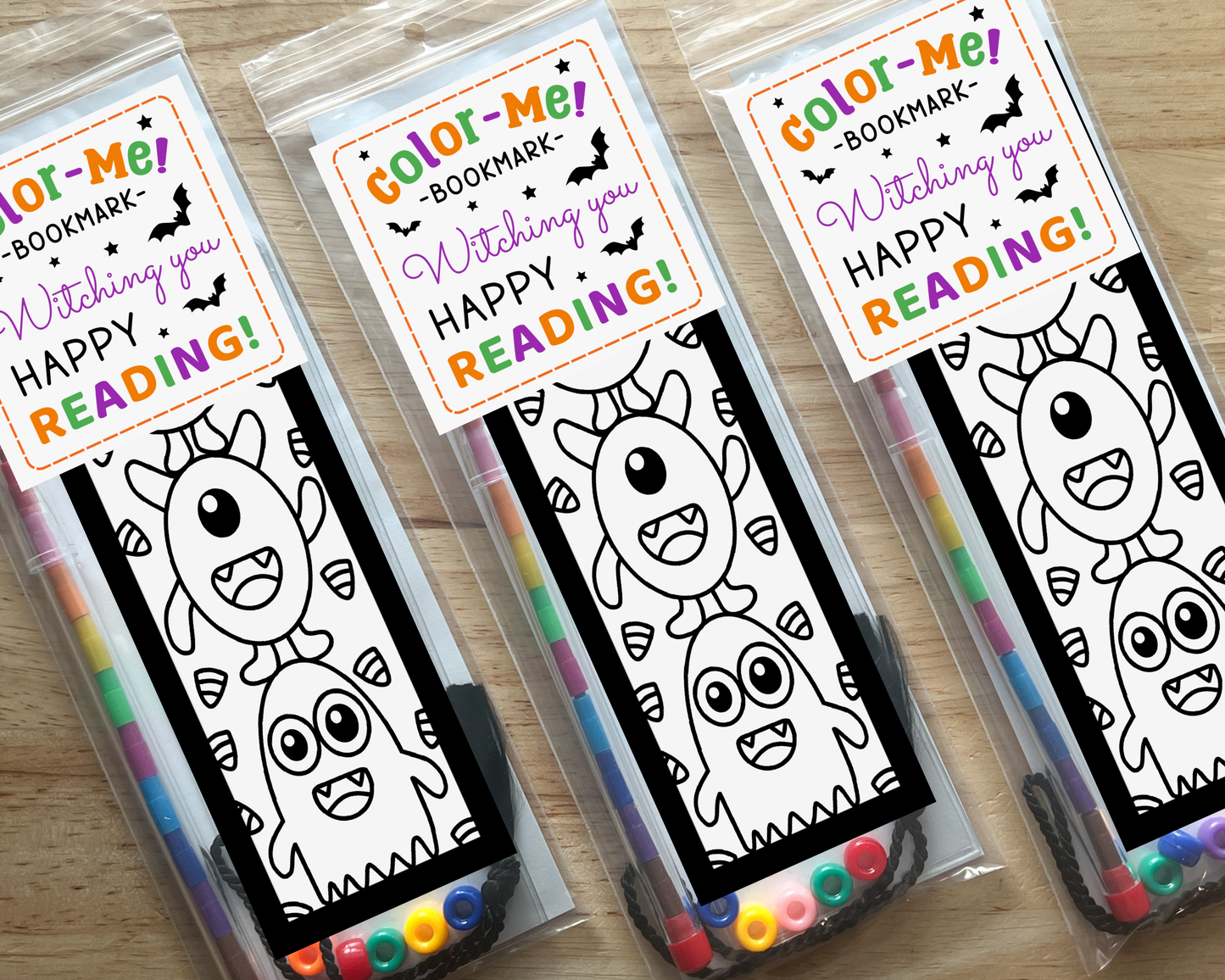 Monster Coloring Bookmark Craft Kit, Halloween Party Favor