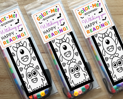 Monster Coloring Bookmark Craft Kit, Halloween Party Favor