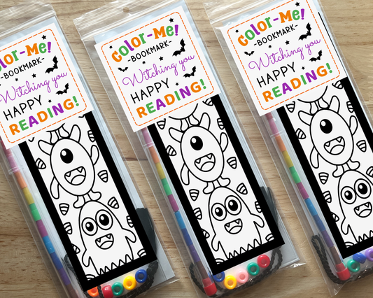 Monster Coloring Bookmark Craft Kit, Halloween Party Favor