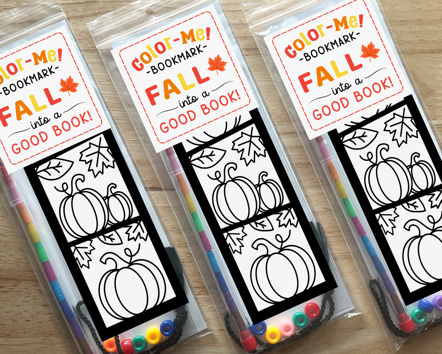 Fall Pumpkin Coloring Bookmark Craft Kit, Thanksgiving Activity