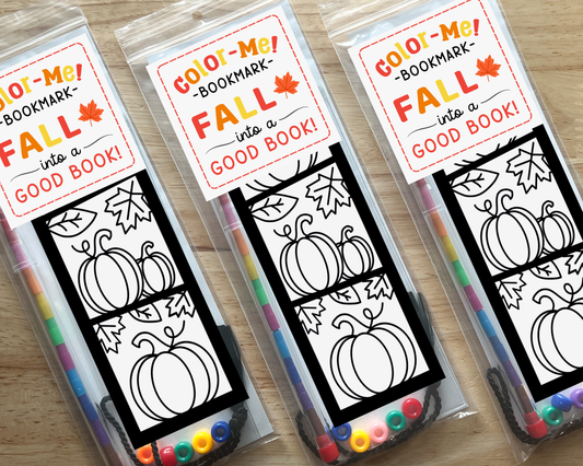 Fall Pumpkin Coloring Bookmark Craft Kit, Thanksgiving Activity