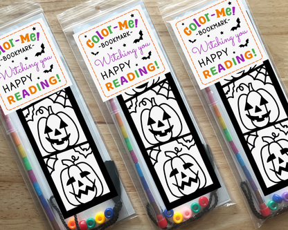 Jack O Lantern Coloring Bookmark Craft Kit, Halloween Party Favor