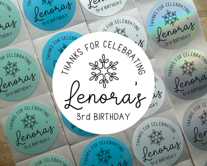 Winter Birthday Party Favor Labels (Set of 10)