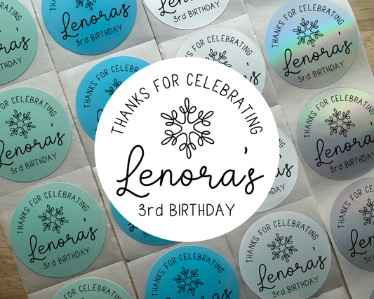 Winter Birthday Party Favor Labels (Set of 10)