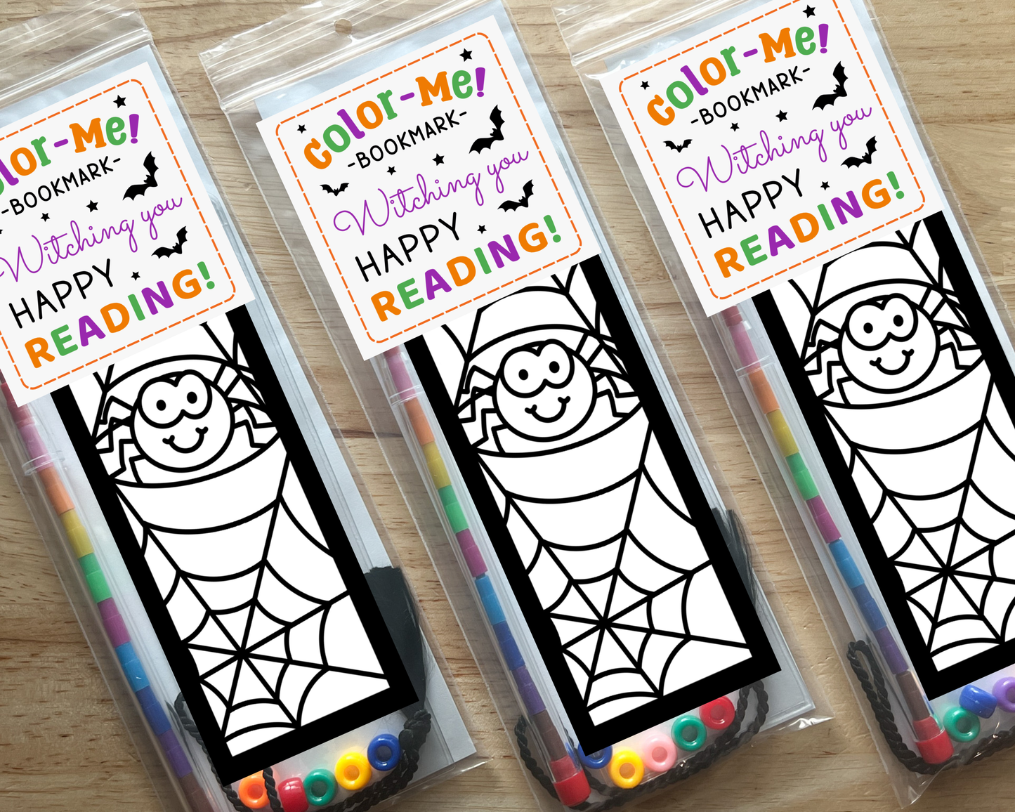 Spiderweb Coloring Bookmark Craft Kit, Halloween Party Favor
