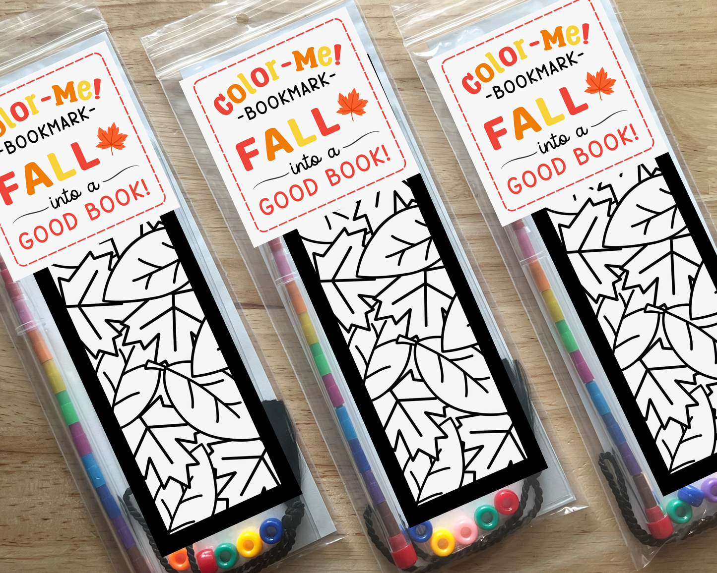Fall Leaves Coloring Bookmark Craft Kit, Thanksgiving Activity
