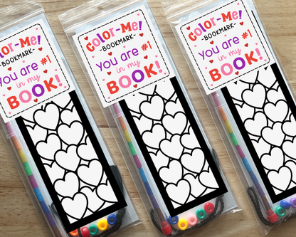 Heart Coloring Bookmark Craft Kit, Valentines Day Favor