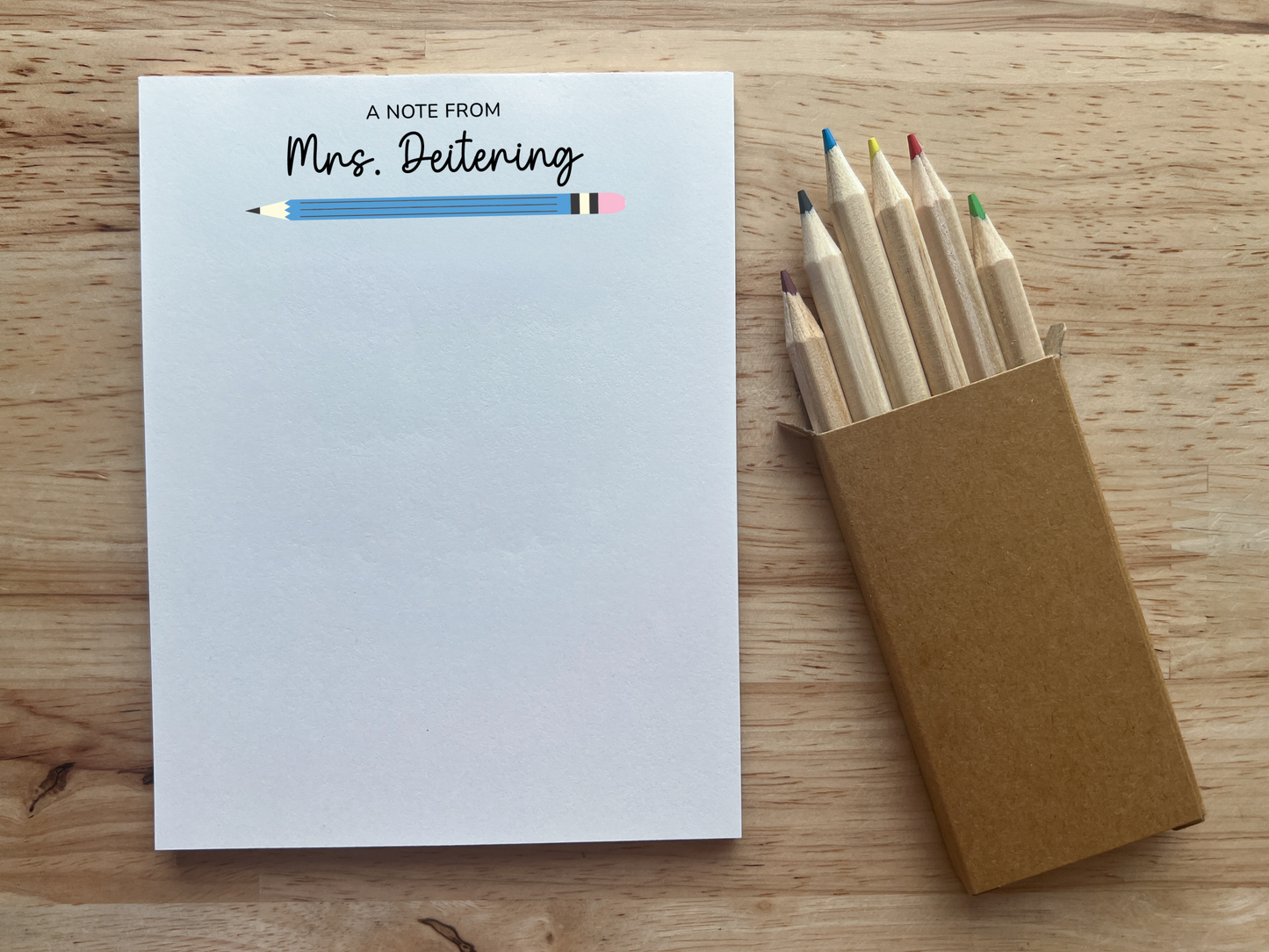 Personalized Teacher Notepad, Pencil Design