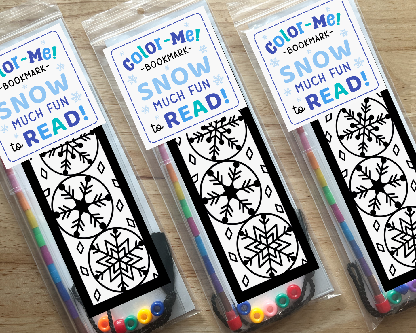 Snowflake Coloring Bookmark Craft Kit, Winter Holiday Party Favor