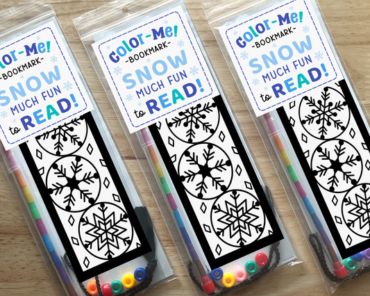Snowflake Coloring Bookmark Craft Kit, Winter Holiday Party Favor