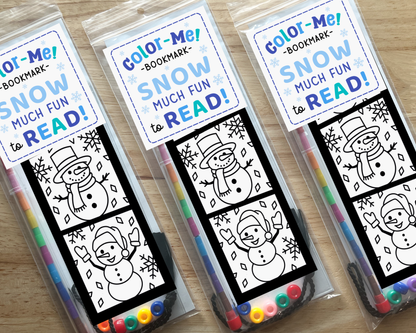 Snowman Coloring Bookmark Craft Kit, Winter Holiday Party Favor