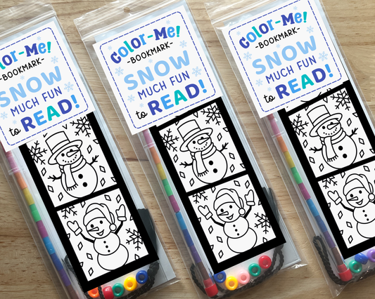 Snowman Coloring Bookmark Craft Kit, Winter Holiday Party Favor