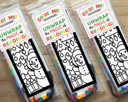 Christmas Coloring Bookmark Craft Kit, Holiday Party Favor